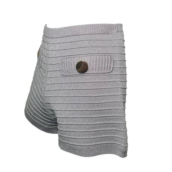 Retrofête Sandra Knit Metallic Silver High Waist Shorts XS Est - Picture 4 of 5
